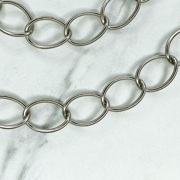 Silver Tone Simple Ball Charm Metal Chain Link Belt Extra Small/Small (XS/S) ✨ - Picture 9 of 10